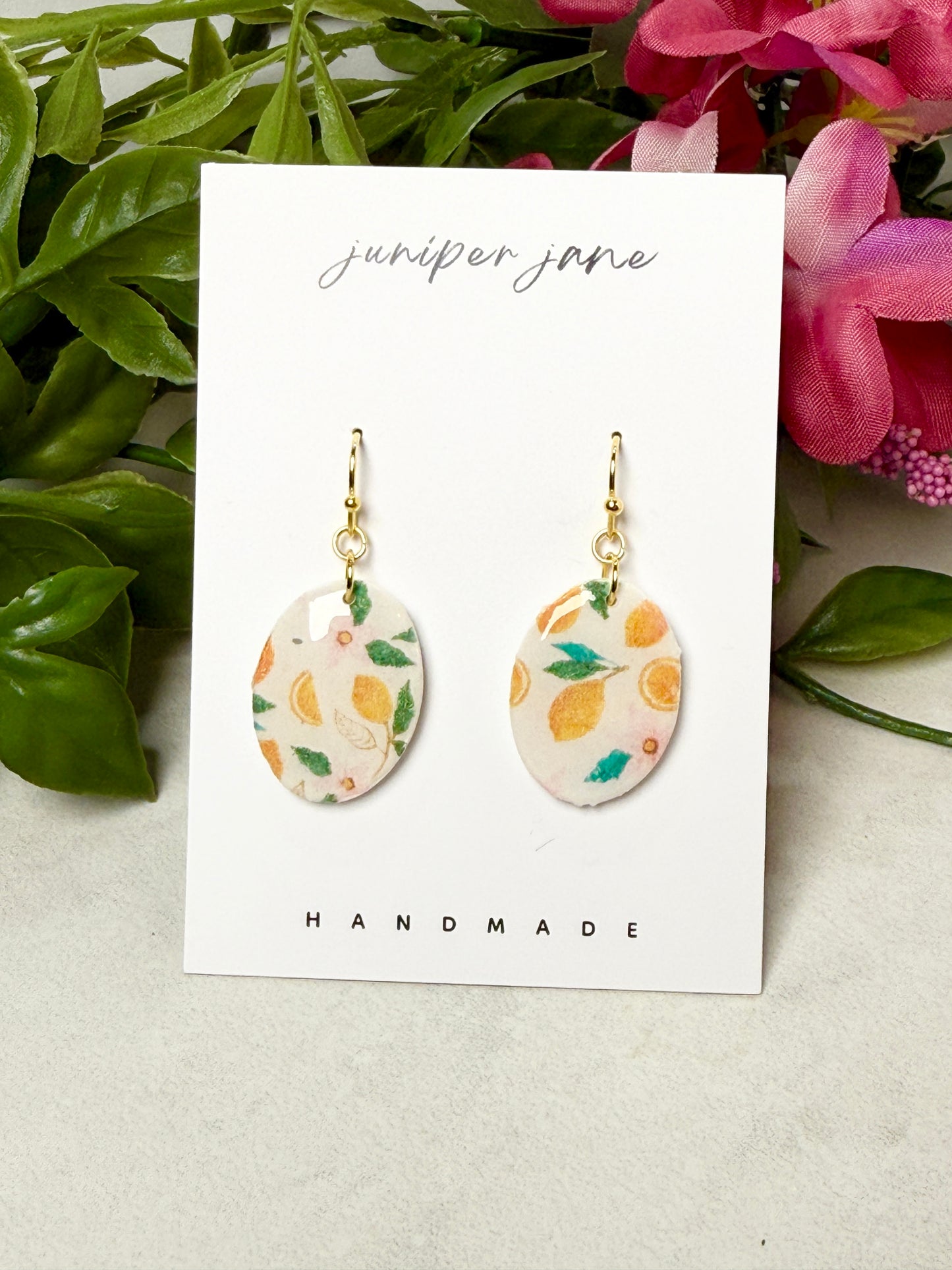 Taormina | Lemon + Leaves Oval Dangles