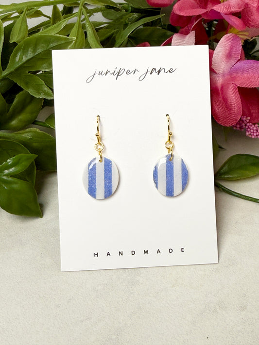 Taormina | Mini Periwinkle Stripe Oval Dangles