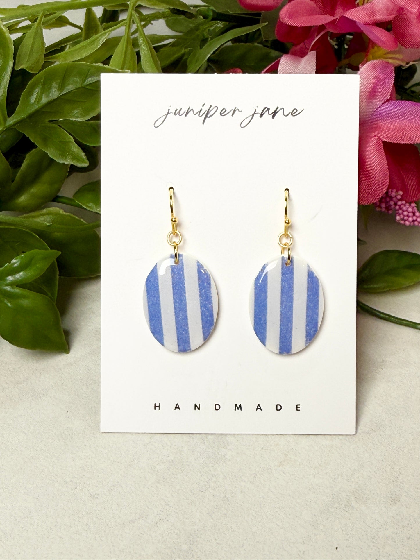 Taormina | Periwinkle Stripe Oval Dangles
