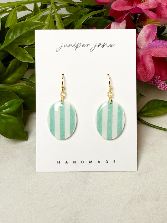 Taormina | Teal Stripe Oval Dangles