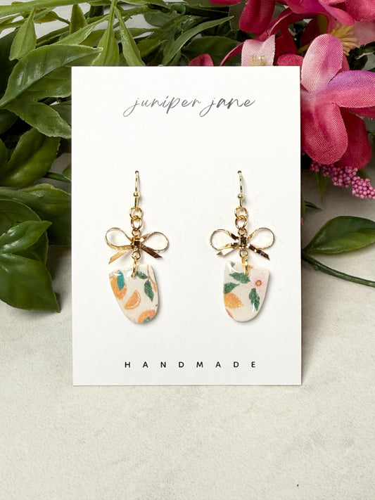 Taormina | Lemons + Gold Bow Dangle Earrings