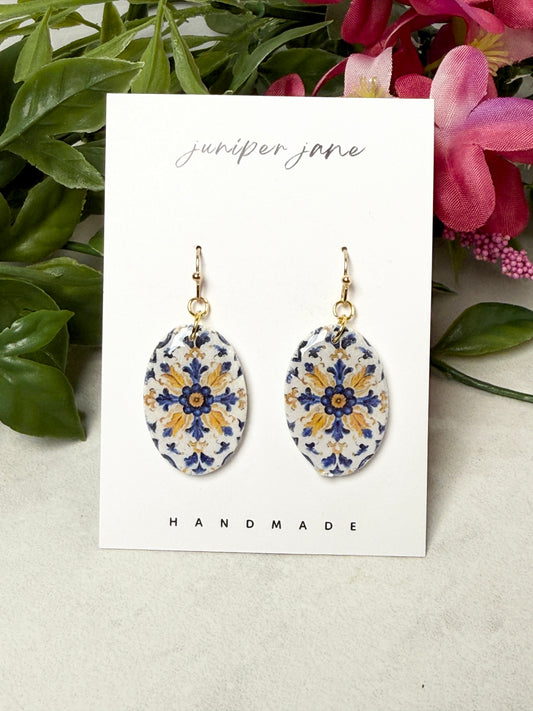 Taormina | Printed Oval Dangles