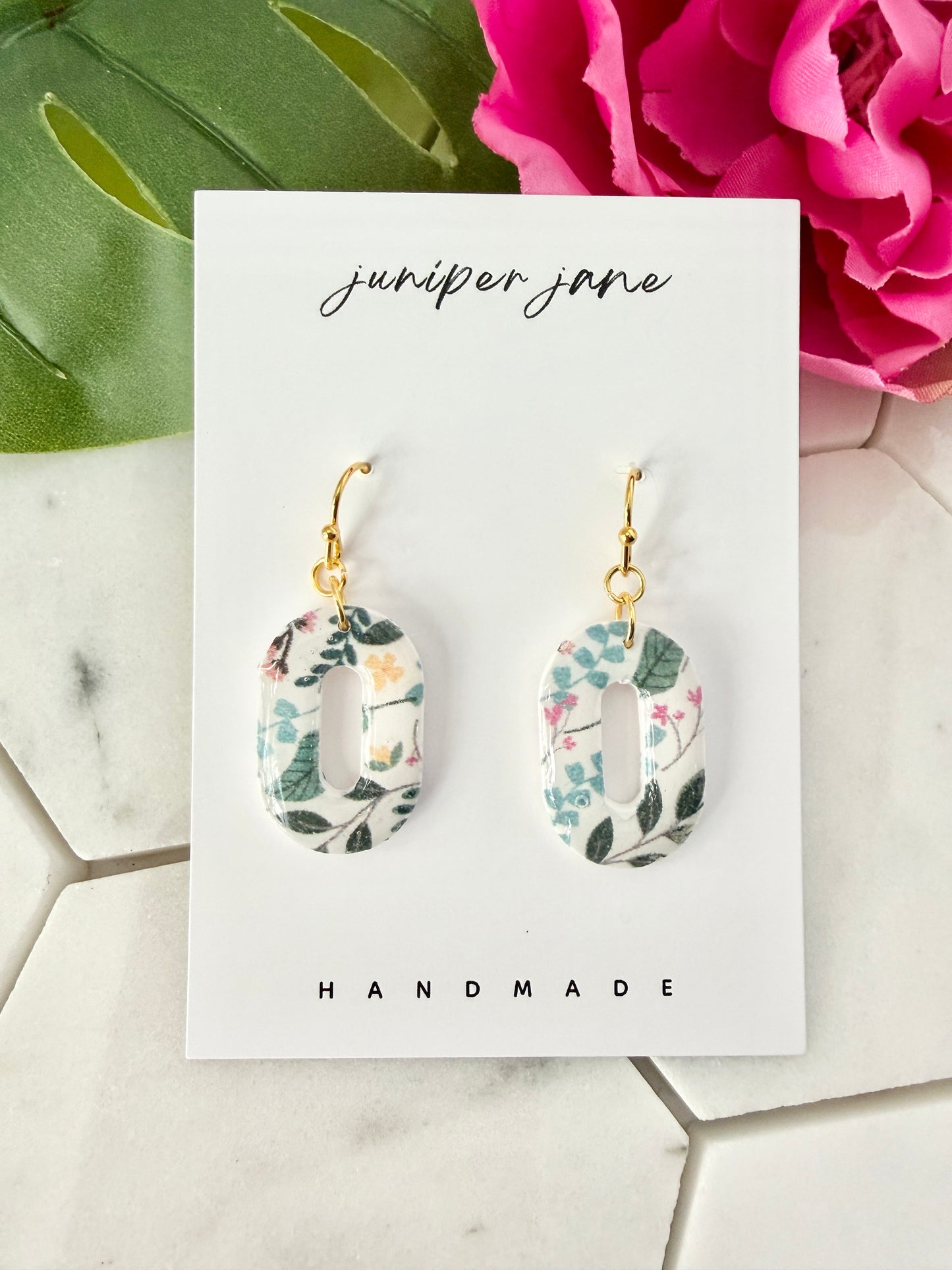 Bloom | Botanical Oval Dangle Earrings