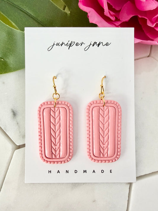 Bloom | Pink Chevron Dangle Earrings