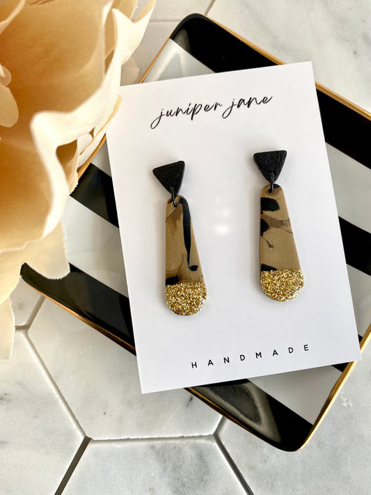 Wild Child | Gold Glittery Drop Earrings