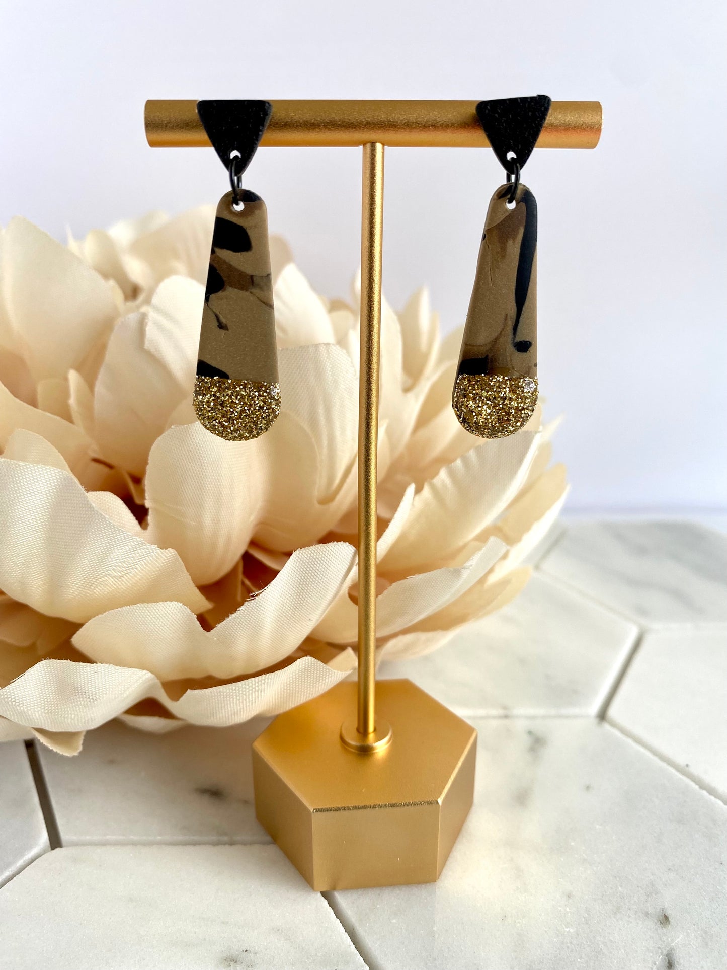 Wild Child | Gold Glittery Drop Earrings