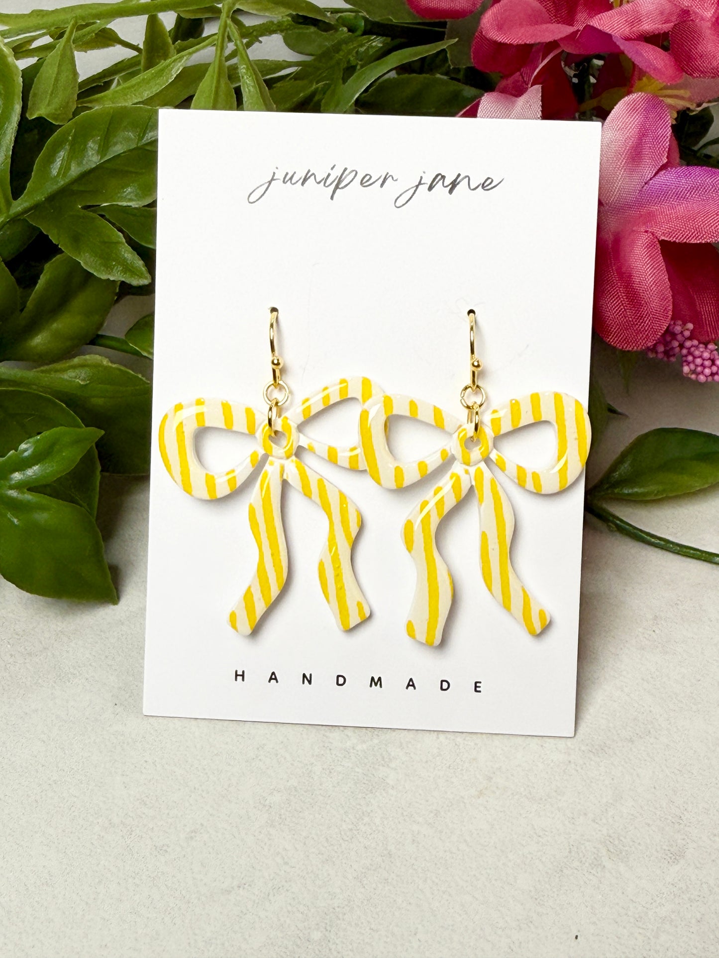 Taormina | Yellow Striped Bow Dangles