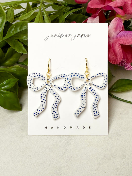 Taormina | Blue Polka Dot Bow Dangles
