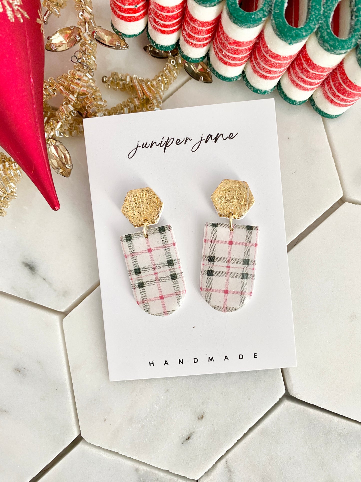 Winter Wonderland | Tartan + Gold Earrings