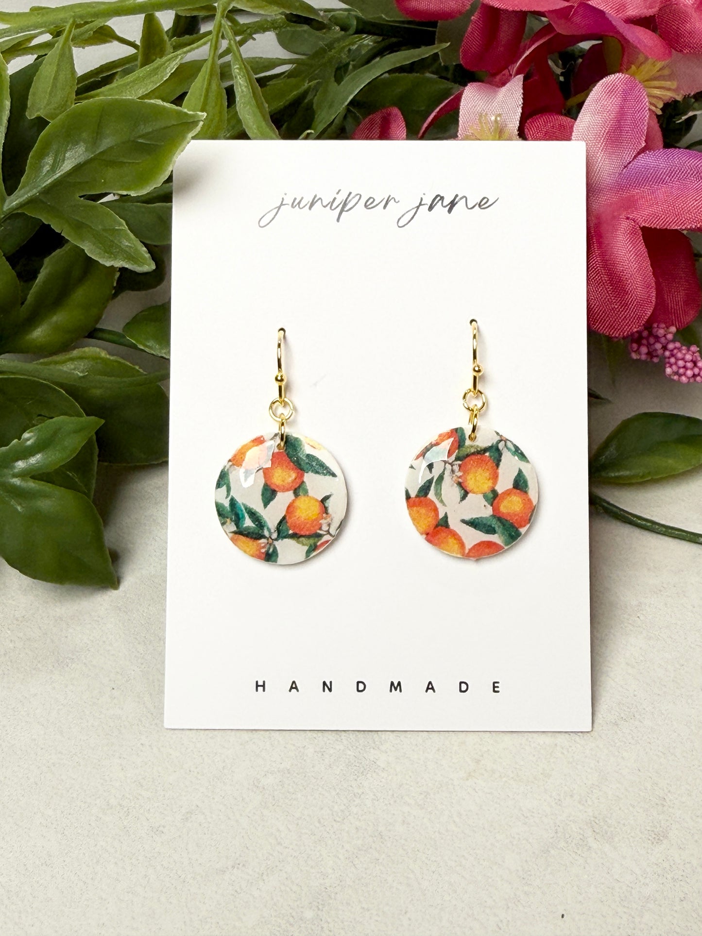 Taormina | Oranges + Leaves Dangle Earrings