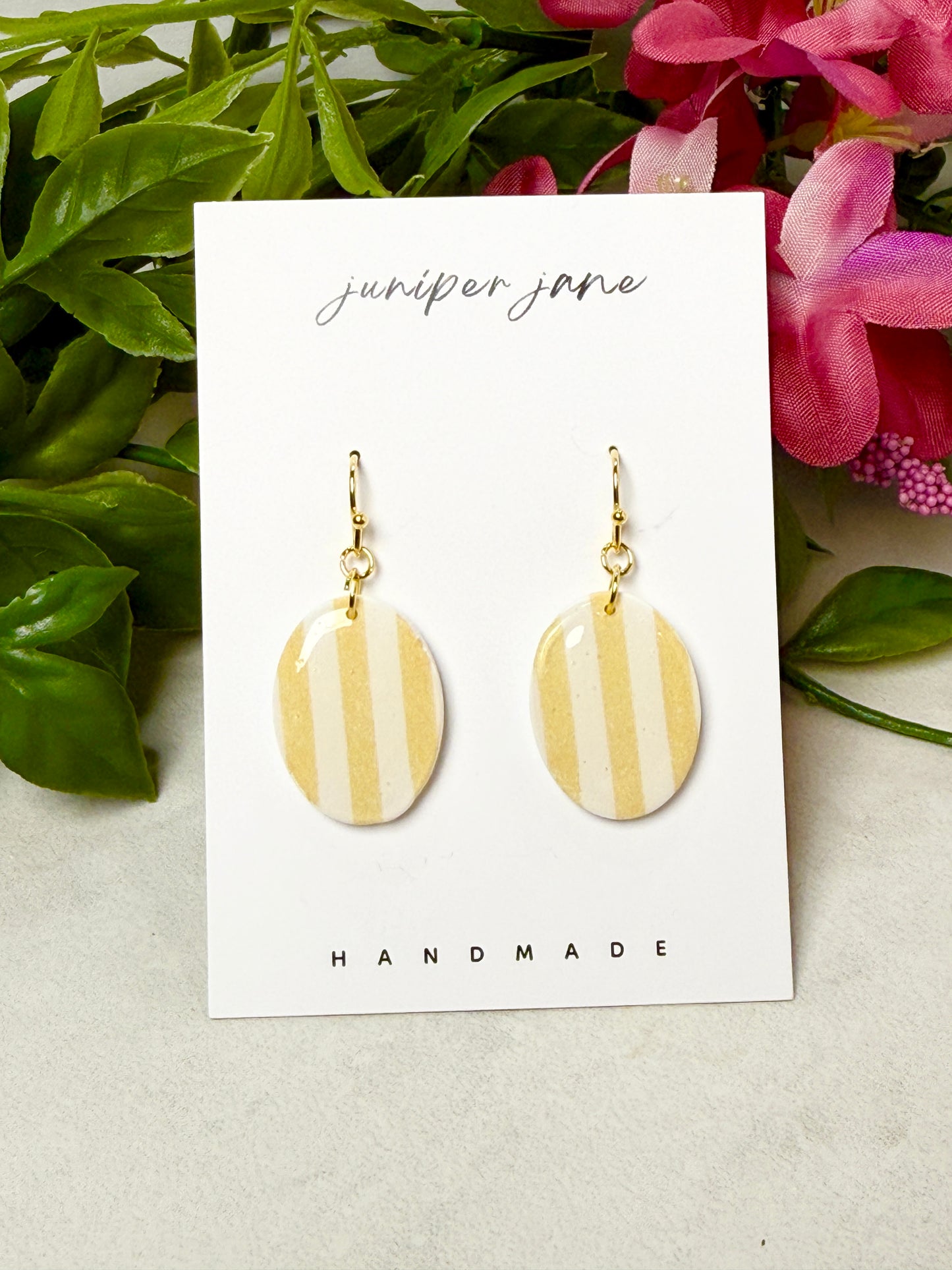 Taormina | Yellow Stripe Oval Dangles