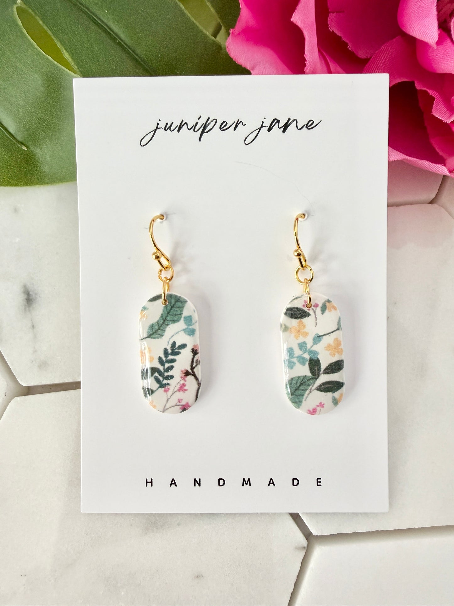 Bloom | Botanical Elongated Oval Dangle Earrings