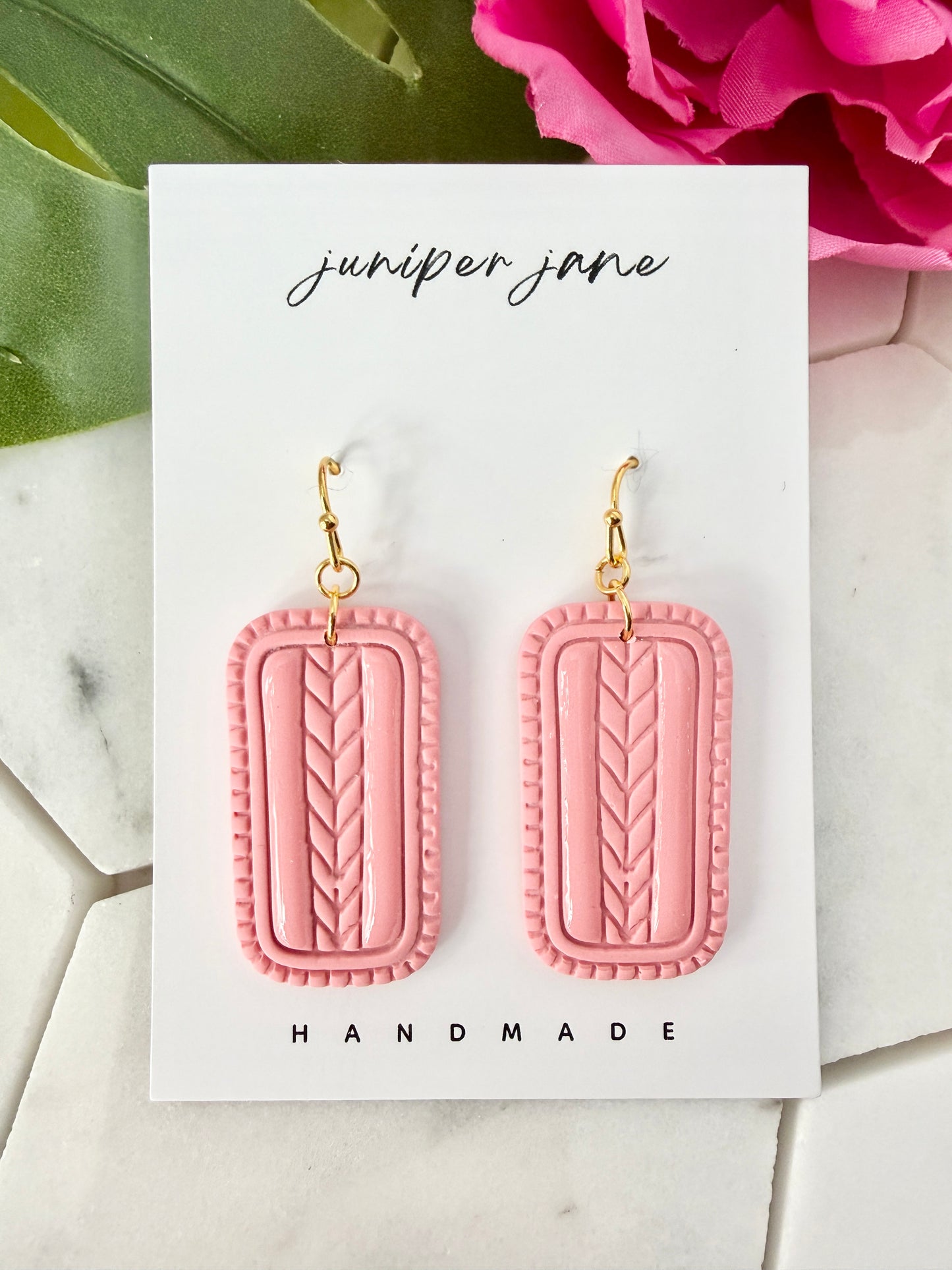 Bloom | Pink Chevron Dangle Earrings