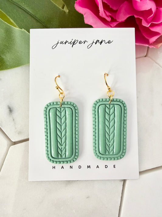 Bloom | Green Chevron Dangle Earrings