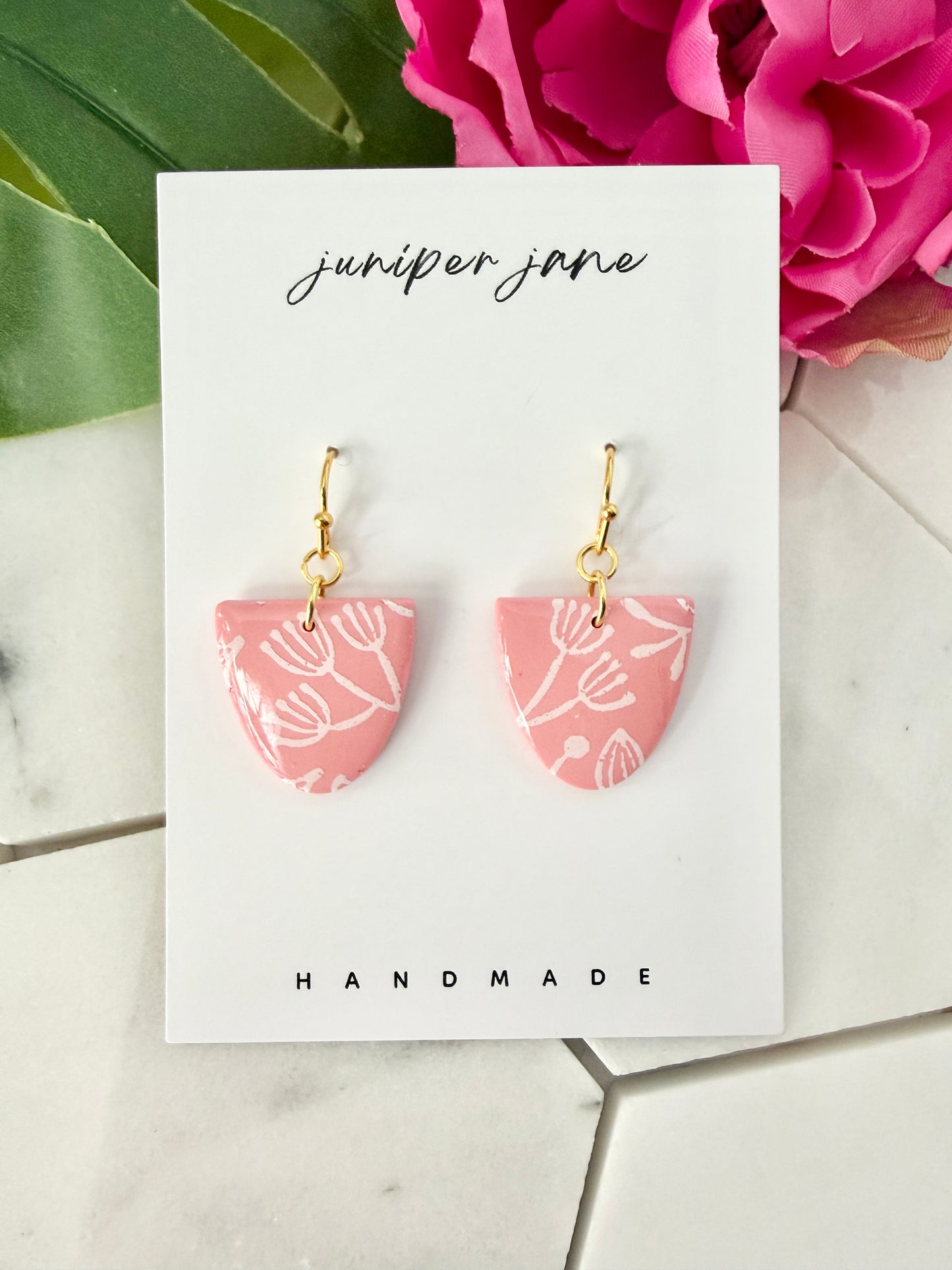 Bloom | Pink Printed Gumdrop Dangle Earrings