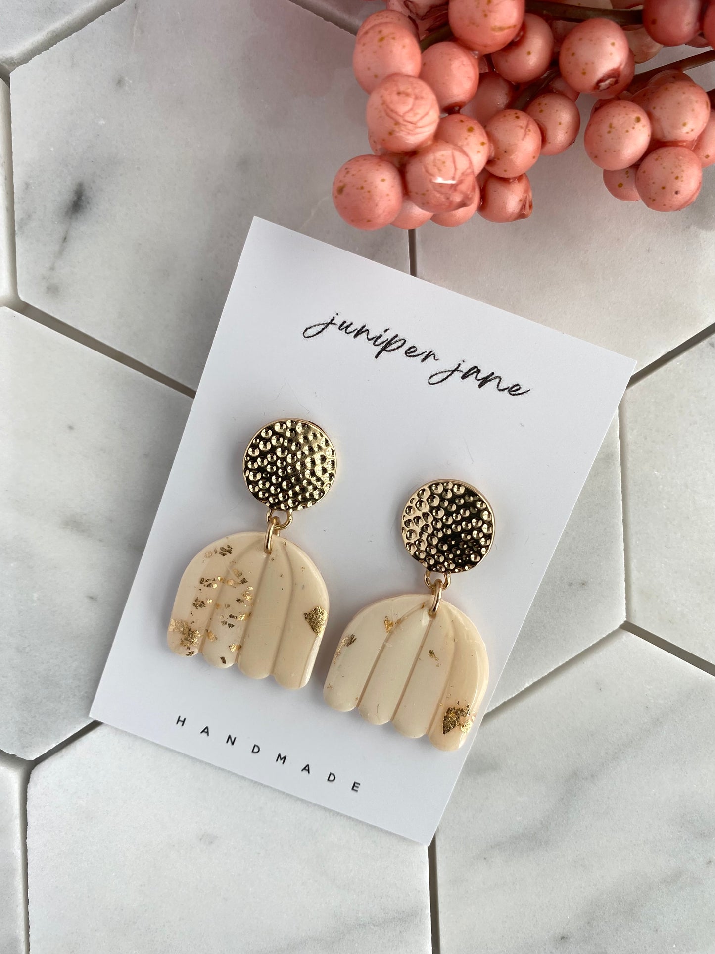 Luxe Deluxe | Vanilla Swirl Tulip Drop Earrings